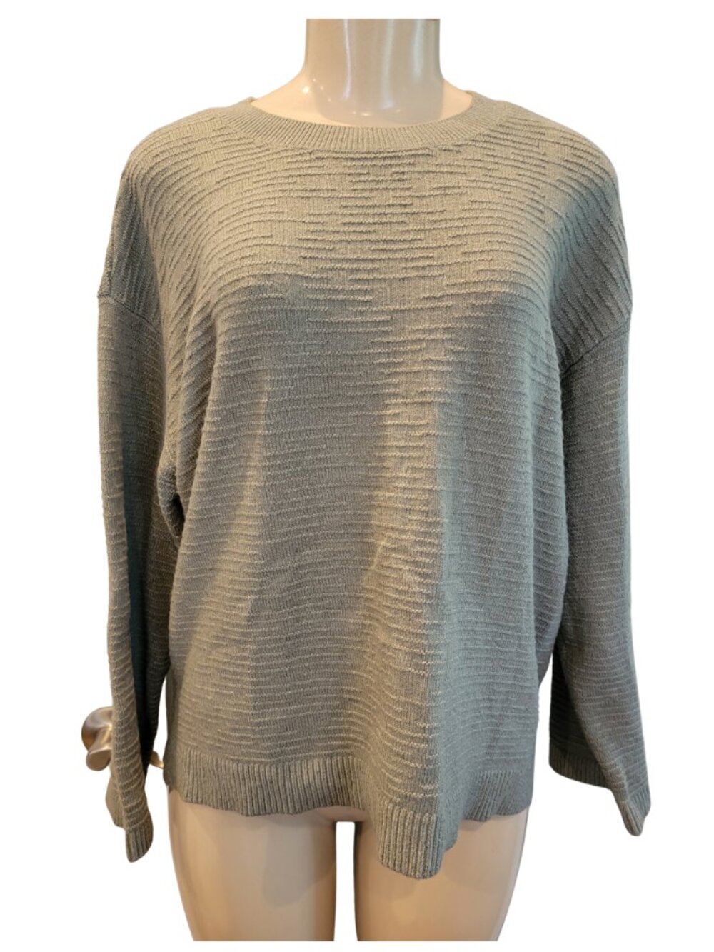 Loft Outlet Sage Green Crew Neck Textured Sweater